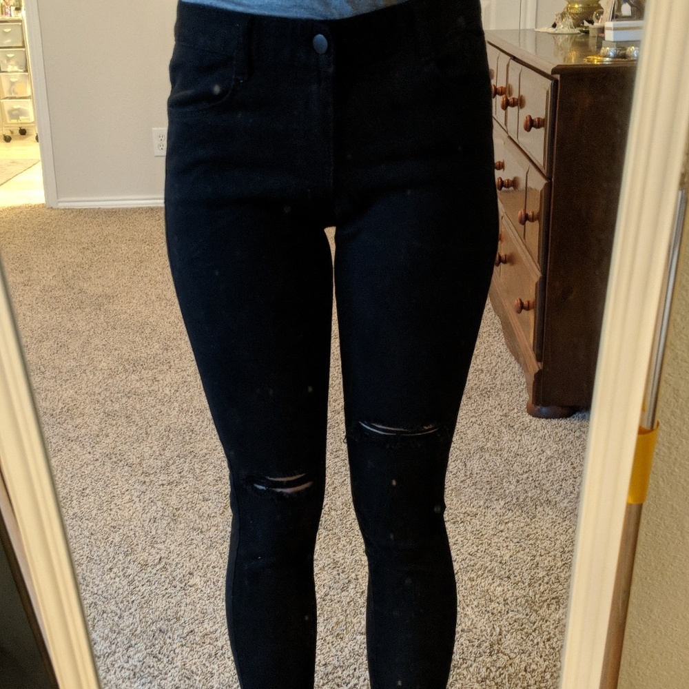 Denim&4 Season Korean brand ripped blk jeans